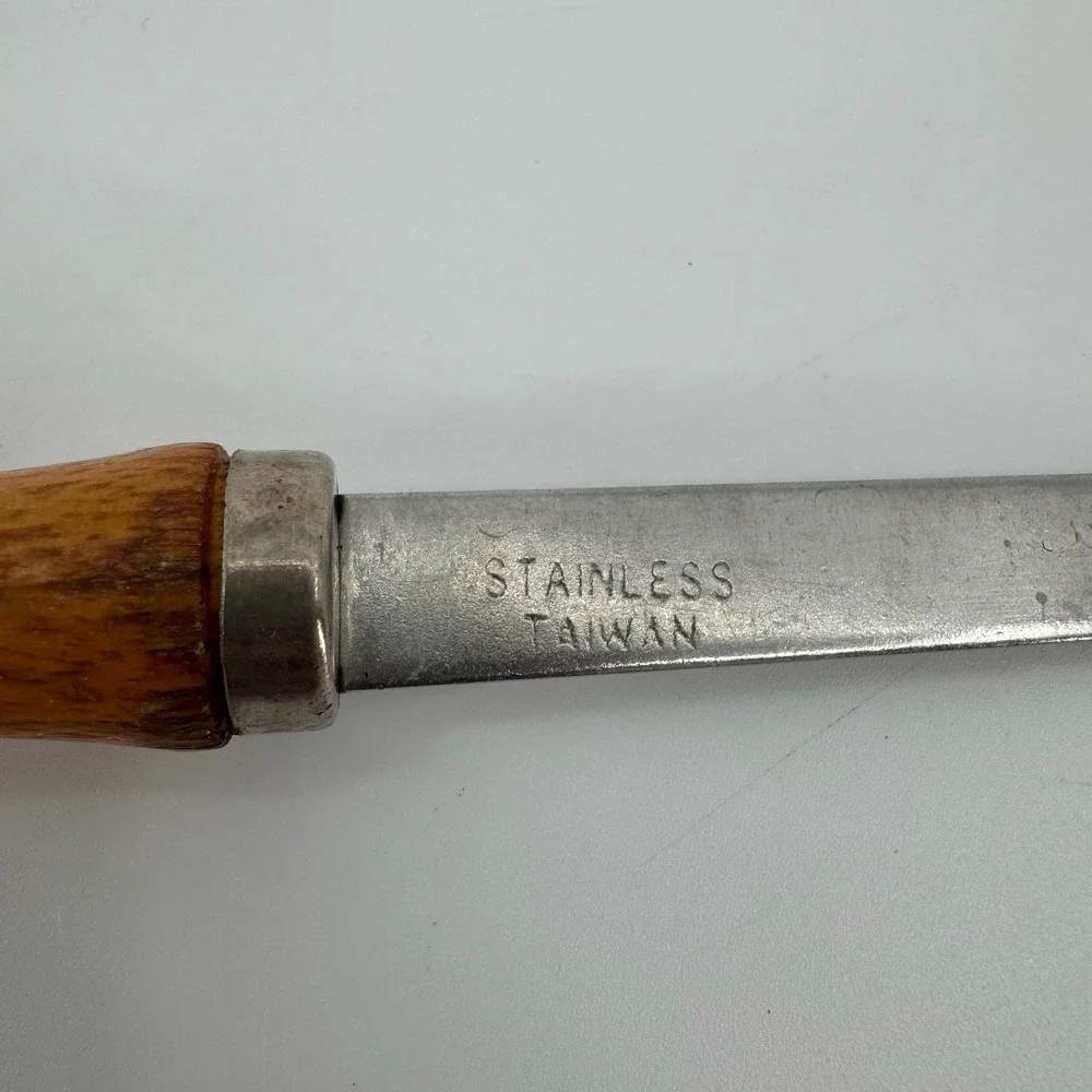 Vtg Stainless Steel Chuan Wok Turner Spatula Wood Handle Stir Fry Cooking Chef